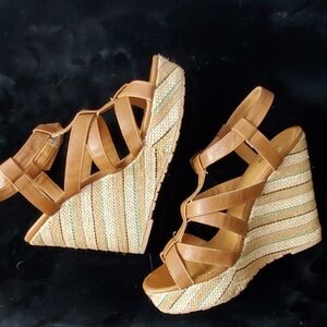 BLACK POPPY PLATFORM WEDGE SANDAL TAN